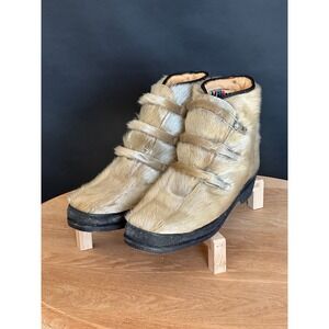 Vintage 1960s Women's Jean-Claude Killy Wolverine Designer Boots Faux Fur - 11